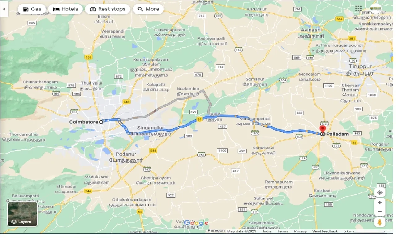 Coimbatore Airport to Palladam
                        Industrial Zone